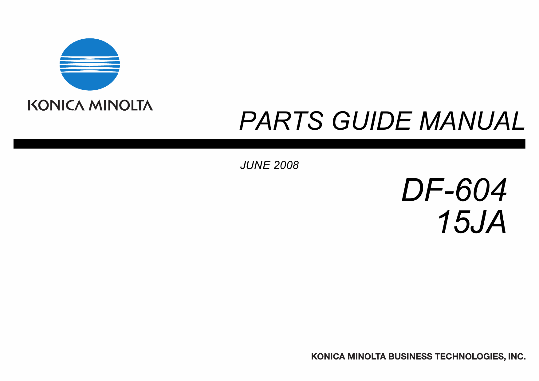 Konica-Minolta Options DF-604 15JA Parts Manual-1